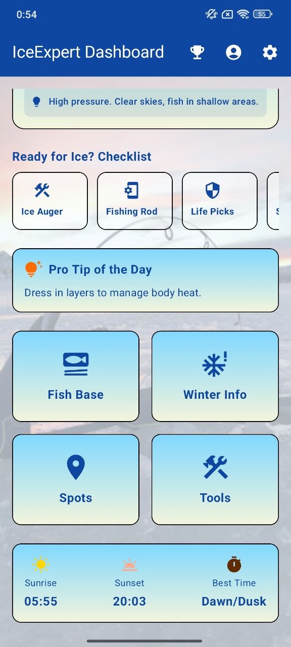 Fishing tools screen
